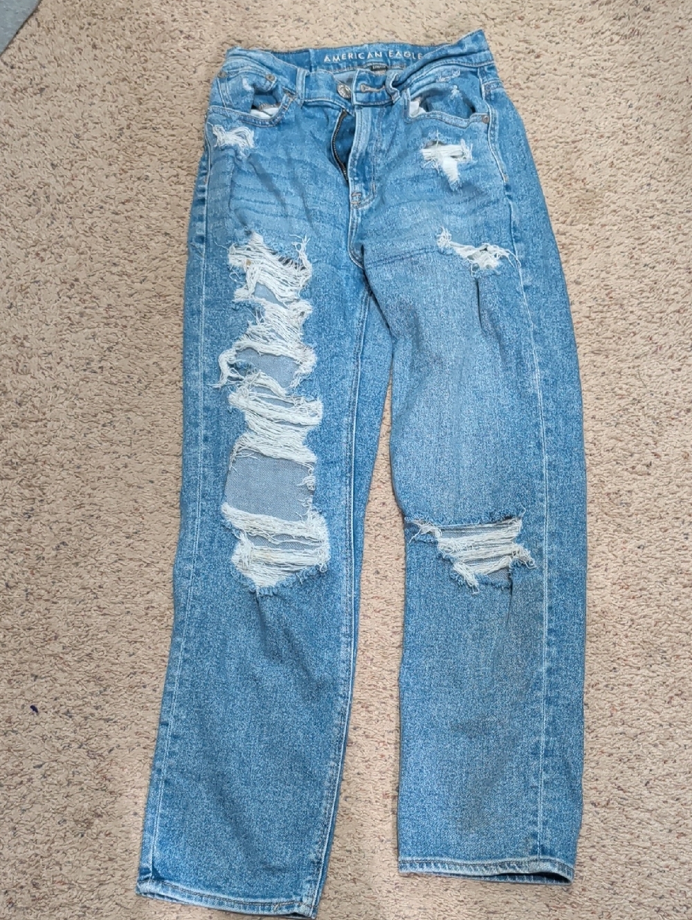 American Eagle Outfitters Distressed Light Blue Boyfriend Jeans